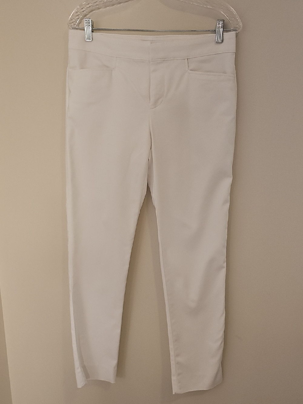 Chaps Slim Fit Tapered Ankle Pants Womens Size 4 White Professional Stretch 5436
